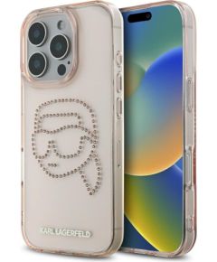 Karl Lagerfeld IML Rhinestones Karl Head Case Защитный чехол для iPhone 16 Pro / розовый Чехлы - альтернативные