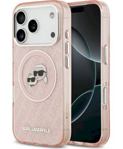 Karl Lagerfeld IML Glitter Karl & Choupette Heads Logo MagSafe Case Защитный чехол для iPhone 17 Pro / розовый Чехлы - альтернативные