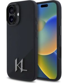 Karl Lagerfeld KLHMP16SSCMKMPCK Silicone Shadow Metal Initial Hardcase Защитный чехол для iPhone 16 6.1" / чёрный Чехлы - альтернативные