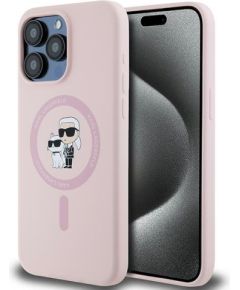Karl Lagerfeld KLHMP15XSCMKCRHP Silicone Karl & Choupette Защитный чехол для iPhone 15 Pro Max 6.7" / розовый Чехлы - альтернативные