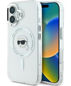 Karl Lagerfeld KLHMP16SHLSKIH Hardcase IML Metal Karl Head MagSafe Защитный чехол для iPhone 16 6.1" / белый Чехлы - альтернативные
