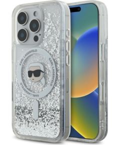 Karl Lagerfeld KLHMP16LLGKISGH Liquid Glitter Karl Head MagSafe Защитный чехол для iPhone 16 Pro 6.3" / прозрачный Чехлы - альтернативные