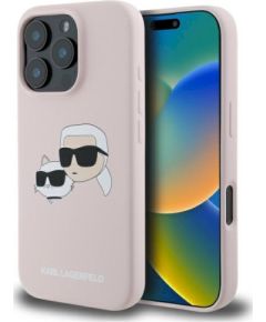 Karl Lagerfeld KLHMP16LSKCHPPLP Hardcase Silicone Double Heads Print Защитный чехол для iPhone 16 Pro 6.3" / розовый Чехлы - альтернативные