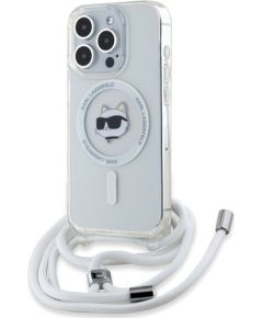 Karl Lagerfeld KLHMP15LHCCHNT Aizsargapvalks priekš iPhone 15 Pro 6.1" transparent IML Choupette Head & Cord Magsa Neoriģinālie Maciņi
