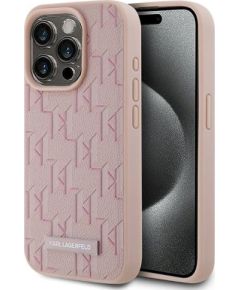 Karl Lagerfeld KLHMP15LPKHPORPP Leather Monogram Metal Logo Защитный чехол для iPhone 15 Pro 6.1" / розовый Чехлы - альтернативные