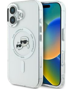 Karl Lagerfeld KLHMP16SHLSKCH Hardcase IML Metal Karl&Choupette Head MagSa Защитный чехол для iPhone 16 6.1" / белый Чехлы - альтернативные