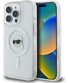 Karl Lagerfeld KLHMP16LHLSKIH Защитный чехол для iPhone 16 Pro 6.3" Hardcase IML Metal Karl Head MagSafe / белый Чехлы - альтернативные