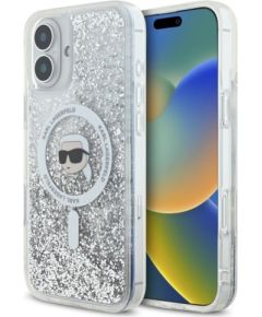 Karl Lagerfeld KLHMP16MLGKISGH Защитный чехол для iPhone 16 Plus 6.7" transparent Liquid Glitter Karl Head Mag Чехлы - альтернативные