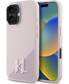 Karl Lagerfeld KLHMP16SSCMKMPCP Silicone Shadow Metal Initial Защитный чехол для iPhone 16 6.1" / розовый Чехлы - альтернативные