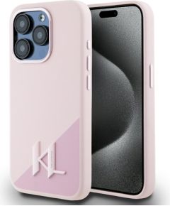 Case Karl Lagerfeld Silicone Shadow Metal Initial MagSafe Защитный чехол для iPhone 15 Pro / розовый Чехлы - альтернативные