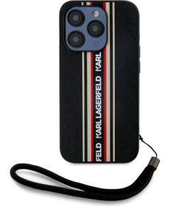 Karl Lagerfeld Saffiano Athleisure Stripes Cord Защитный чехол для iPhone 15 Pro / красный Чехлы - альтернативные