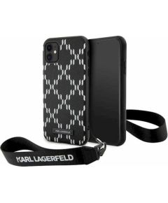 Karl Lagerfeld KLHCN61SAKLMBSK Aizsargapvalks priekš iPhone 11/Xr 6.1" Monogram Losange Saffiano / melns Neoriģinālie Maciņi