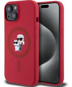Case Karl Lagerfeld Silicone Karl&Choupette Heads Ring MagSafe Защитный чехол для iPhone 15 / красный Чехлы - альтернативные