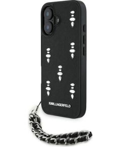 Karl Lagerfeld Saffiano Crystals w/Chain Case Защитный чехол для iPhone 16 / чёрный Чехлы - альтернативные