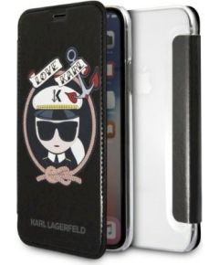 Karl Lagerfeld KLFLBKPXKSB Book Case Signature Glitter Защитный чехол для iPhone X/Xs / чёрный Чехлы - альтернативные