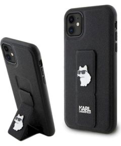 Karl Lagerfeld KLHCN61GSACHPK Gripstand Saffiano Choupette Aizsargapvalks priekš iPhone 11/Xr 6.1" / melns Neoriģinālie Maciņi