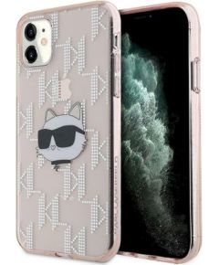 Karl Lagerfeld KLHCN61HKLPCHP Hardcase IML Choupette Head & Monogram Aizsargapvalks priekš iPhone 11 / Xr 6.1" / rozā Neoriģinālie Maciņi