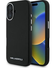 Karl Lagerfeld Saffiano Full Wrapped Elongated Metal Logo MagSafe Защитный чехол для iPhone 16 / чёрный Чехлы - альтернативные
