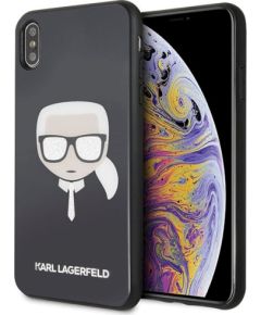Karl Lagerfeld KLHCI65DLHBK Iconic Glitter Karl`s Head Защитный чехол для iPhone XsMax / чёрный Чехлы - альтернативные
