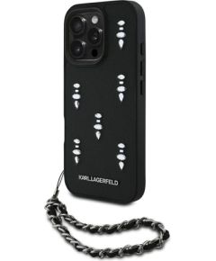 Karl Lagerfeld Saffiano Crystals w/Chain Защитный чехол для iPhone 16 Pro / чёрный Чехлы - альтернативные