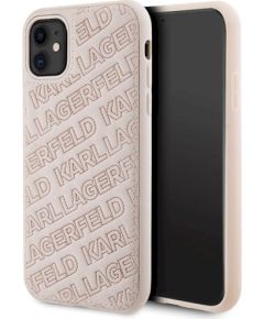 Karl Lagerfeld KLHCN61PQKPMP Aizsargapvalks priekš iPhone 11 / Xr 6.1" / rozā Quilted K Pattern Neoriģinālie Maciņi