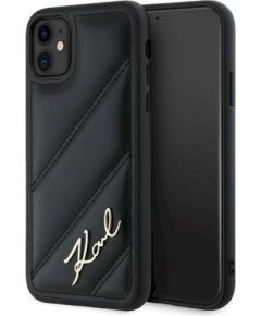 Karl Lagerfeld KLHCN61PQDSMGK Diagonal Quilted Script Aizsargapvalks priekš iPhone 11 / Xr 6.1" / melns Neoriģinālie Maciņi