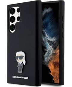 Karl Lagerfeld KLHCS23LSMHKNPK Silicone Ikonik Metal Pin Защитный чехол для Samsung Galaxy S23 Ultra S918 / чёрный Чехлы - альтернативные