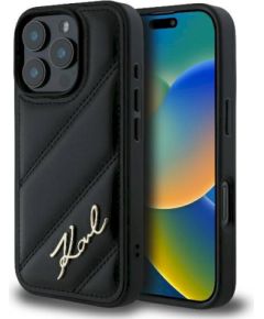 Karl Lagerfeld KLHCP16LPQDSMGK Quilted Signature Aizsargapvalks priekš iPhone 16 Pro 6.3" / melns Neoriģinālie Maciņi