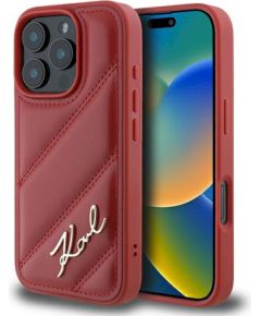 Karl Lagerfeld KLHCP16LPQDSMGR Quilted Signature Защитный чехол для iPhone 16 Pro 6.3" / красный Чехлы - альтернативные