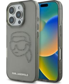 Karl Lagerfeld KLHCP16XHKHDCELK Aizsargapvalks priekš iPhone 16 Pro Max 6.9" hardcase IML Rhinestones Karl Head / melns Neoriģinālie Maciņi