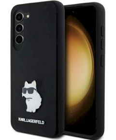 Karl Lagerfeld KLHCS24SSMHCNPK Hardcase Silicone Choupette Metal Pin Aizsargapvalks priekš Samsung Galaxy S24 / melns Neoriģinālie Maciņi