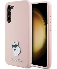Karl Lagerfeld KLHCS23MSMHCNPP Silicone Choupette Metal Pin Aizsargapvalks priekš S23+ S916 / rozā Neoriģinālie Maciņi