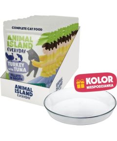 ANIMAL ISLAND indyk z tuńczykiem 12x85g+talerzyk Kaķu konservi