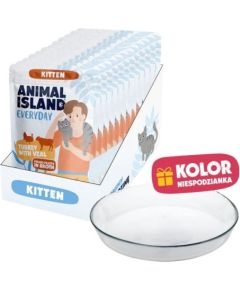 ANIMAL ISLAND Kitten indyk,cielęcina12x85g+talerzyk Kaķu konservi