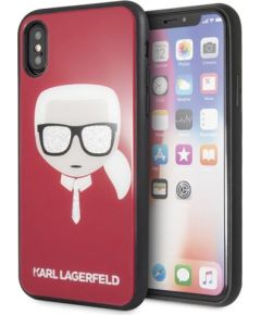 Karl Lagerfeld KLHCPXDLHRE Iconic Glitter Karl`s Head Защитный чехол для iPhone X/Xs / красный Чехлы - альтернативные