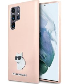 Karl Lagerfeld KLHCS23LSMHCNPP Silicone Choupette Metal Pin Защитный чехол для Samsung Galaxy S23 Ultra S918 / розовый Чехлы - альтернативные