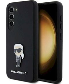 Karl Lagerfeld KLHCS23MSMHKNPK Silicone Ikonik Metal Pin Aizsargapvalks priekš Samsung Galaxy S23+ S916 / melns Neoriģinālie Maciņi