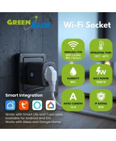 GreenBlue Remote-Controlled WiFi Outlet, Android/iOS/Alexa/Google Home, Timer, Wattmeter, Max 16A/3840W, GB735 B Новинки Для дома и сада 