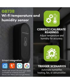 GreenBlue Outdoor WiFi Temperature and Humidity Sensor, Android/iOS, 3.0V DC, LR03x2, IP65, GB741 Gudrā māja