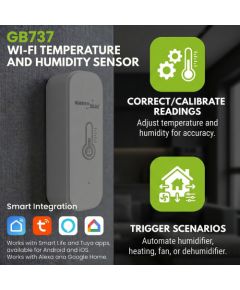 GreenBlue WiFi Temperature and Humidity Sensor, Android/iOS/Alexa/Google Home, 3.0V DC, LR03x2, GB737 Gudrā māja