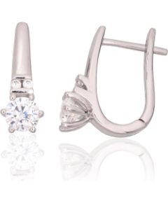Серебряные серьги на английском замке #2204328(PRh-Gr)_CZ, Серебро 925°, родий (покрытие), Цирконы, 4.2 гр. Ar "angļu" slēdzēju