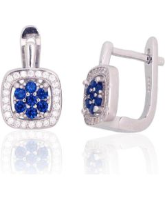 Серебряные серьги на английском замке #2204259(PRh-Gr)_CZ+CZ-B, Серебро 925°, родий (покрытие), Цирконы, 3.3 гр. Ar "angļu" slēdzēju
