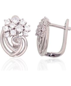 Серебряные серьги на английском замке #2204257(PRh-Gr)_CZ, Серебро 925°, родий (покрытие), Цирконы, 4 гр. Ar "angļu" slēdzēju