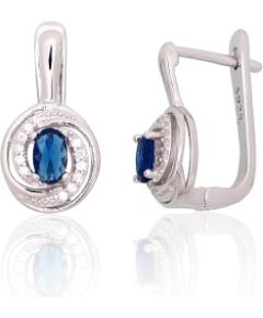 Серебряные серьги на английском замке #2204256(PRh-Gr)_CZ+CZ-B, Серебро 925°, родий (покрытие), Цирконы, 3.6 гр. Ar "angļu" slēdzēju