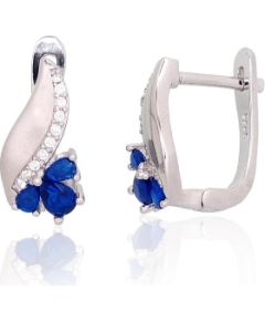 Серебряные серьги на английском замке #2204237(PRh-Gr)_CZ+CZ-B, Серебро 925°, родий (покрытие), Цирконы, 3.1 гр. Ar "angļu" slēdzēju
