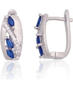 Серебряные серьги на английском замке #2204226(PRh-Gr)_CZ+CZ-B, Серебро 925°, родий (покрытие), Цирконы, 3.1 гр. Ar "angļu" slēdzēju
