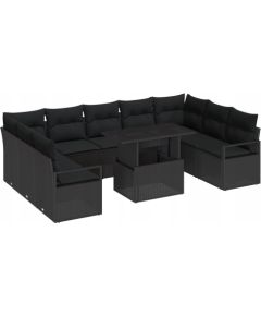 Ambiance Zestaw Sof na Ogród z przechowywaniem 10 pcs Czarny Polirattan Lumarko! Dārza mēbeļu komplekti