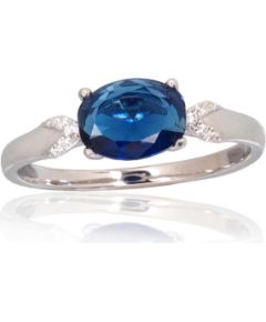 Серебряное кольцо #2102011(PRh-Gr)_CZ+CZ-B, Серебро 925°, родий (покрытие), Цирконы, Размер: 17.5, 1.7 гр. Sieviešu