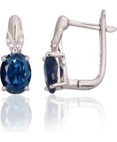 Серебряные серьги на английском замке #2204325(PRh-Gr)_CZ+CZ-B, Серебро 925°, родий (покрытие), Цирконы, 2.9 гр. Ar "angļu" slēdzēju