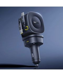 Baseus PrimeTrip VR2 Max Автомобильное зарядное устройство 60W со втягивающимися кабелями USB-C / чёрная Автомобильные зарядные устройства